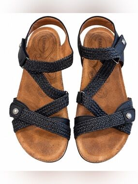 Taos Black Leather Braided Comfort Sandals – Women’s Size 8.5